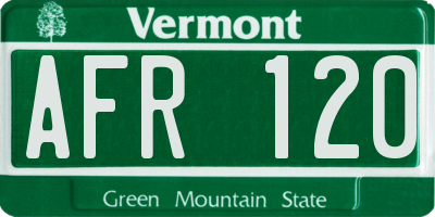 VT license plate AFR120