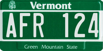 VT license plate AFR124