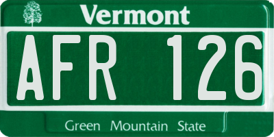 VT license plate AFR126