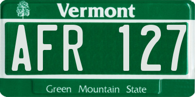 VT license plate AFR127