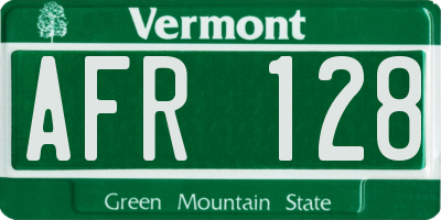 VT license plate AFR128