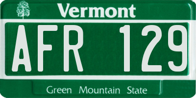 VT license plate AFR129
