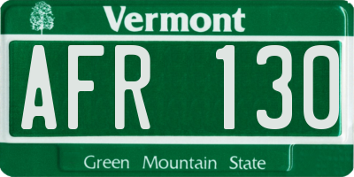 VT license plate AFR130