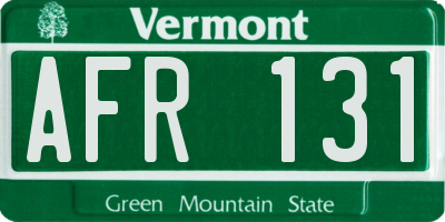 VT license plate AFR131