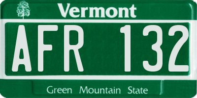VT license plate AFR132