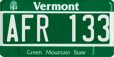 VT license plate AFR133