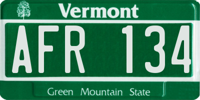 VT license plate AFR134