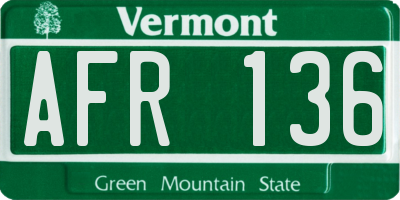 VT license plate AFR136