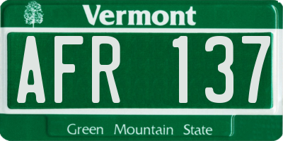 VT license plate AFR137