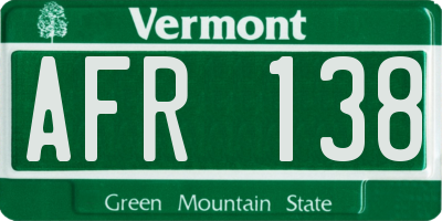 VT license plate AFR138