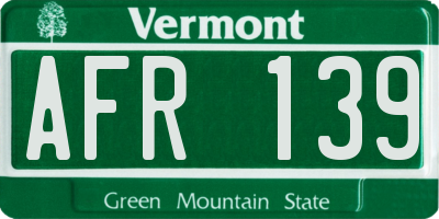 VT license plate AFR139