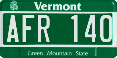 VT license plate AFR140