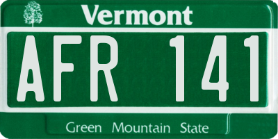 VT license plate AFR141