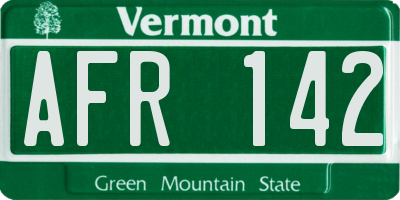 VT license plate AFR142