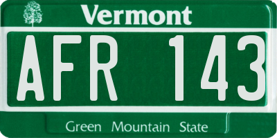 VT license plate AFR143
