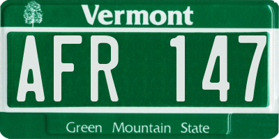 VT license plate AFR147
