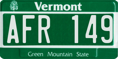 VT license plate AFR149