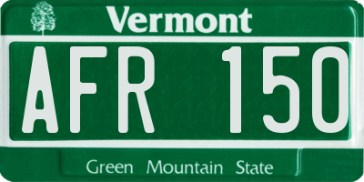 VT license plate AFR150
