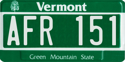 VT license plate AFR151