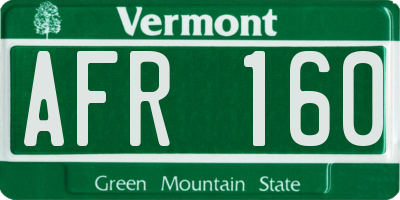 VT license plate AFR160