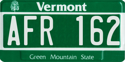 VT license plate AFR162
