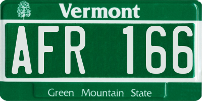 VT license plate AFR166