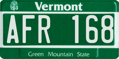 VT license plate AFR168