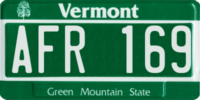 VT license plate AFR169