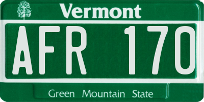 VT license plate AFR170