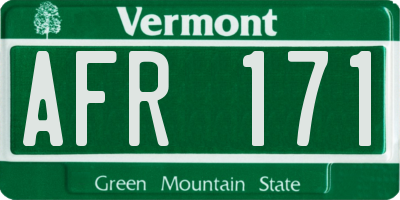 VT license plate AFR171