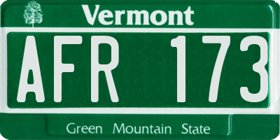 VT license plate AFR173