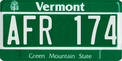 VT license plate AFR174