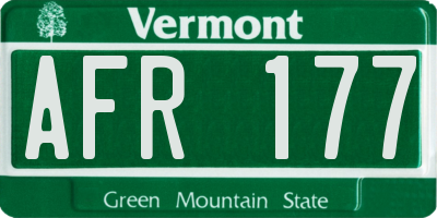 VT license plate AFR177
