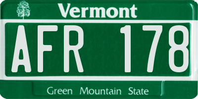 VT license plate AFR178