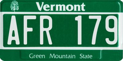 VT license plate AFR179