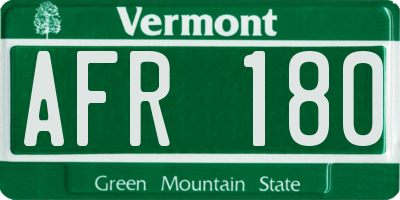 VT license plate AFR180