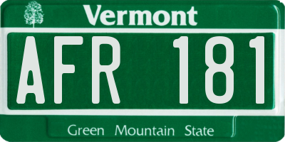 VT license plate AFR181
