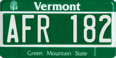 VT license plate AFR182