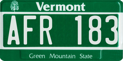 VT license plate AFR183