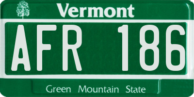 VT license plate AFR186