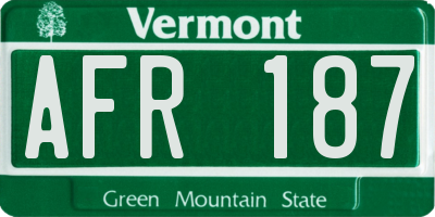 VT license plate AFR187