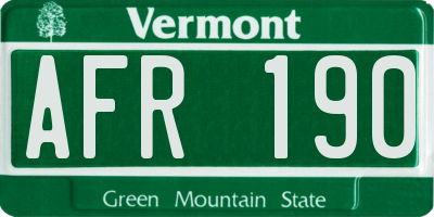 VT license plate AFR190