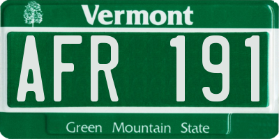 VT license plate AFR191