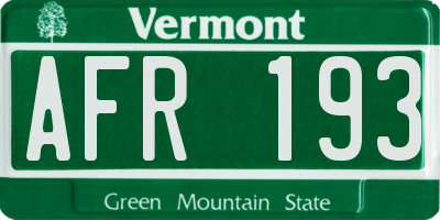 VT license plate AFR193