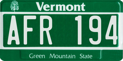 VT license plate AFR194