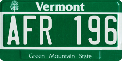 VT license plate AFR196