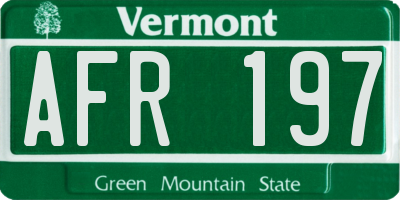 VT license plate AFR197
