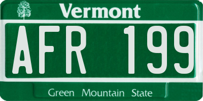 VT license plate AFR199