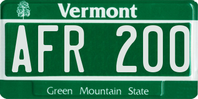 VT license plate AFR200