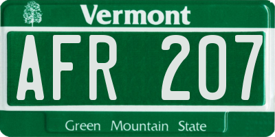 VT license plate AFR207